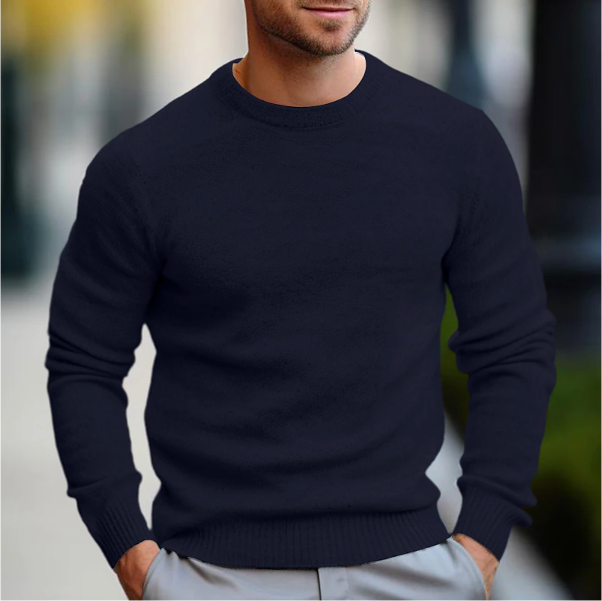 Pullover da Uomo in Maglia a Girocollo a Maniche Lunghe