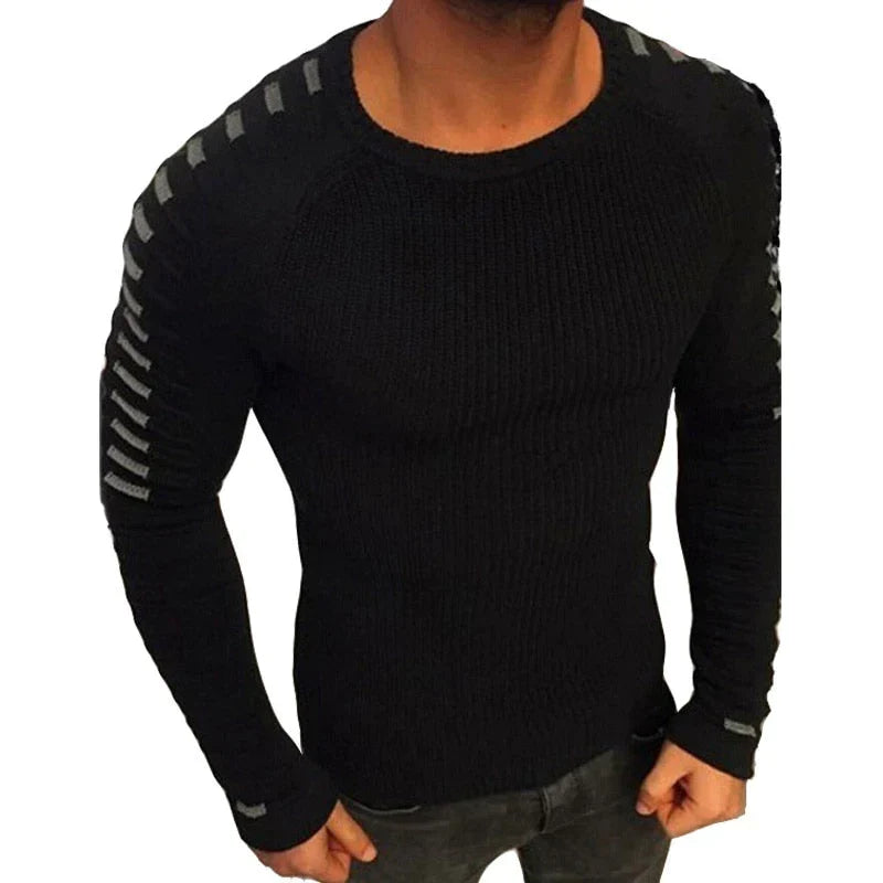 Pullover da uomo in maglia a maniche lunghe con pieghe