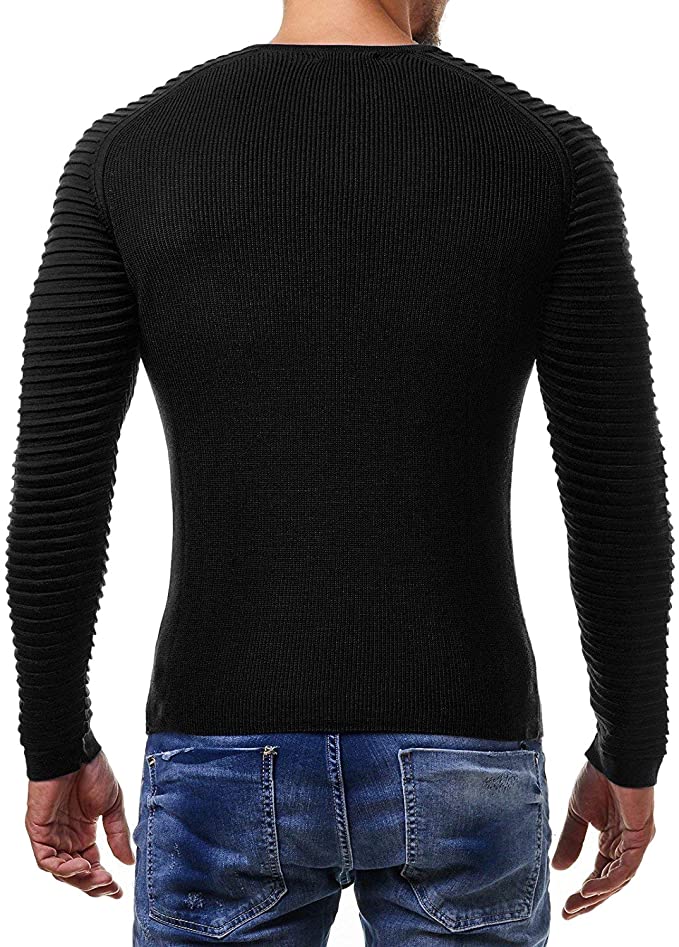 Pullover da uomo in maglia a maniche lunghe con pieghe