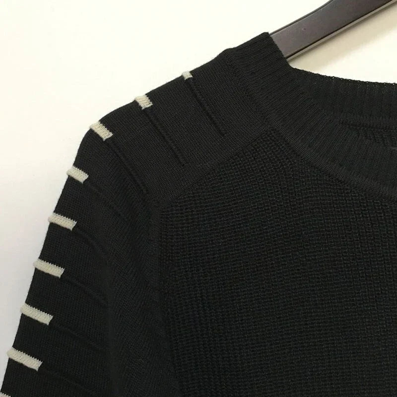 Pullover da uomo in maglia a maniche lunghe con pieghe