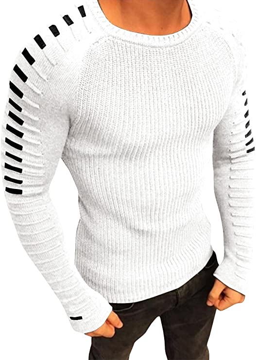 Pullover da uomo in maglia a maniche lunghe con pieghe