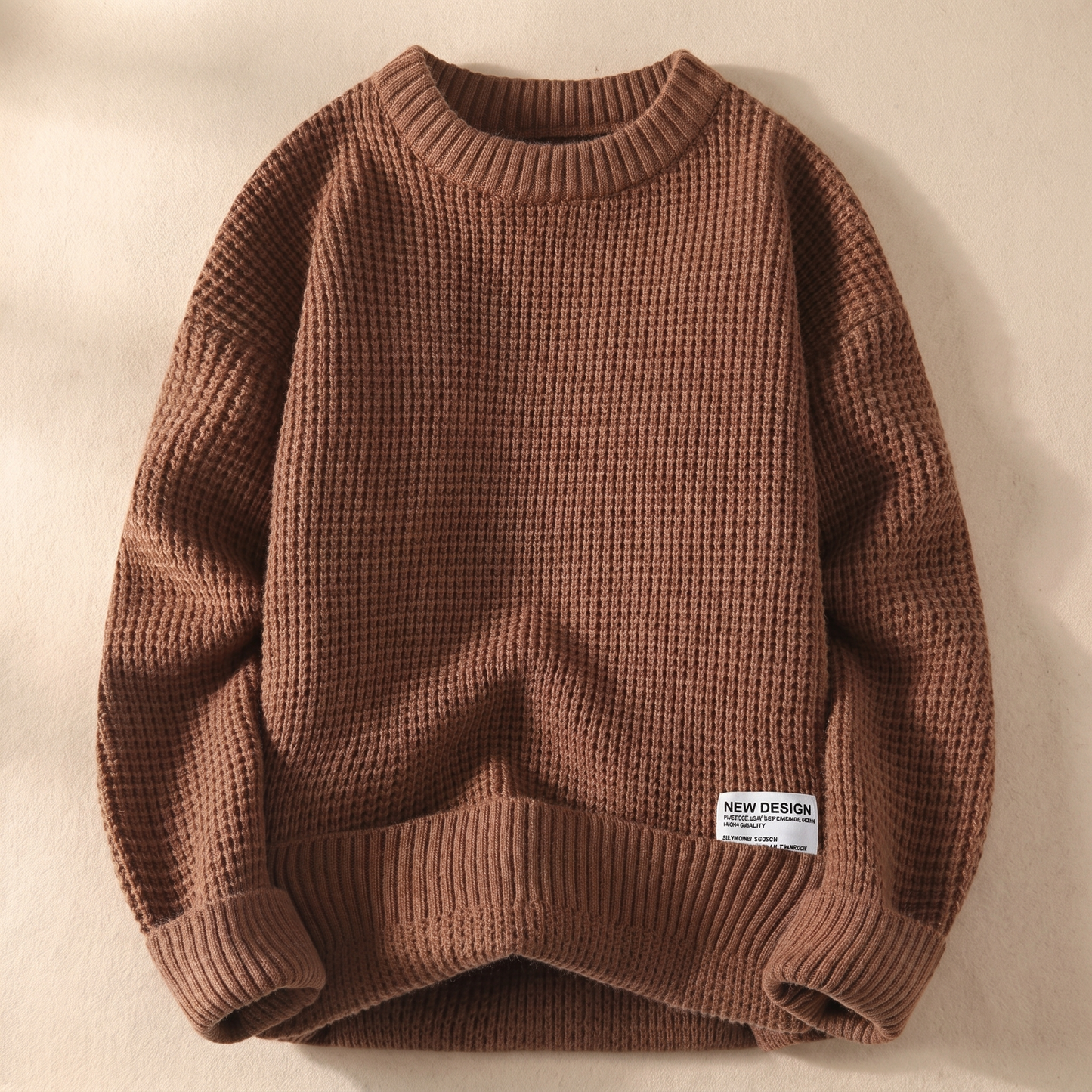 Pullover da uomo in maglia a nido d'ape girocollo in misto cotone