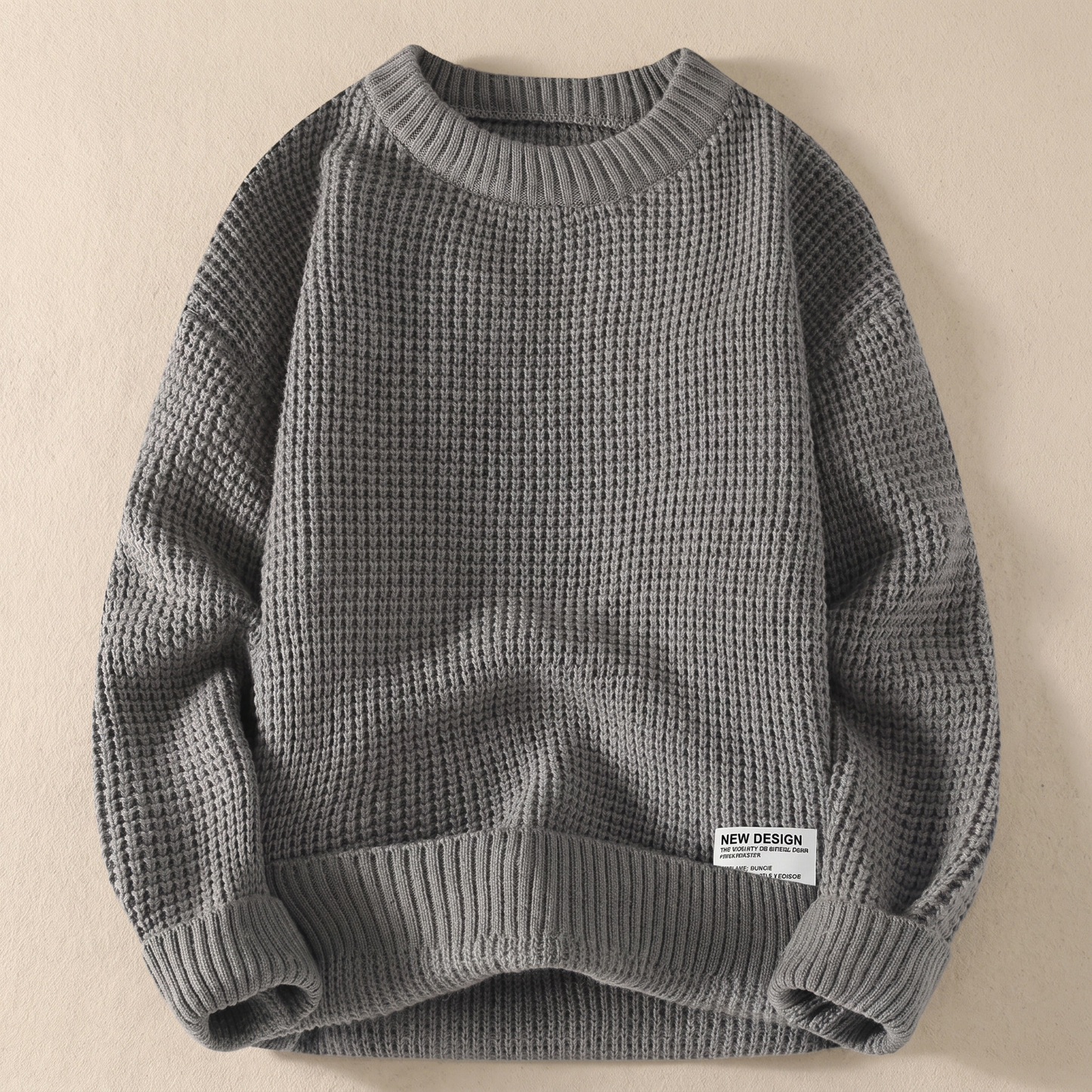 Pullover da uomo in maglia a nido d'ape girocollo in misto cotone