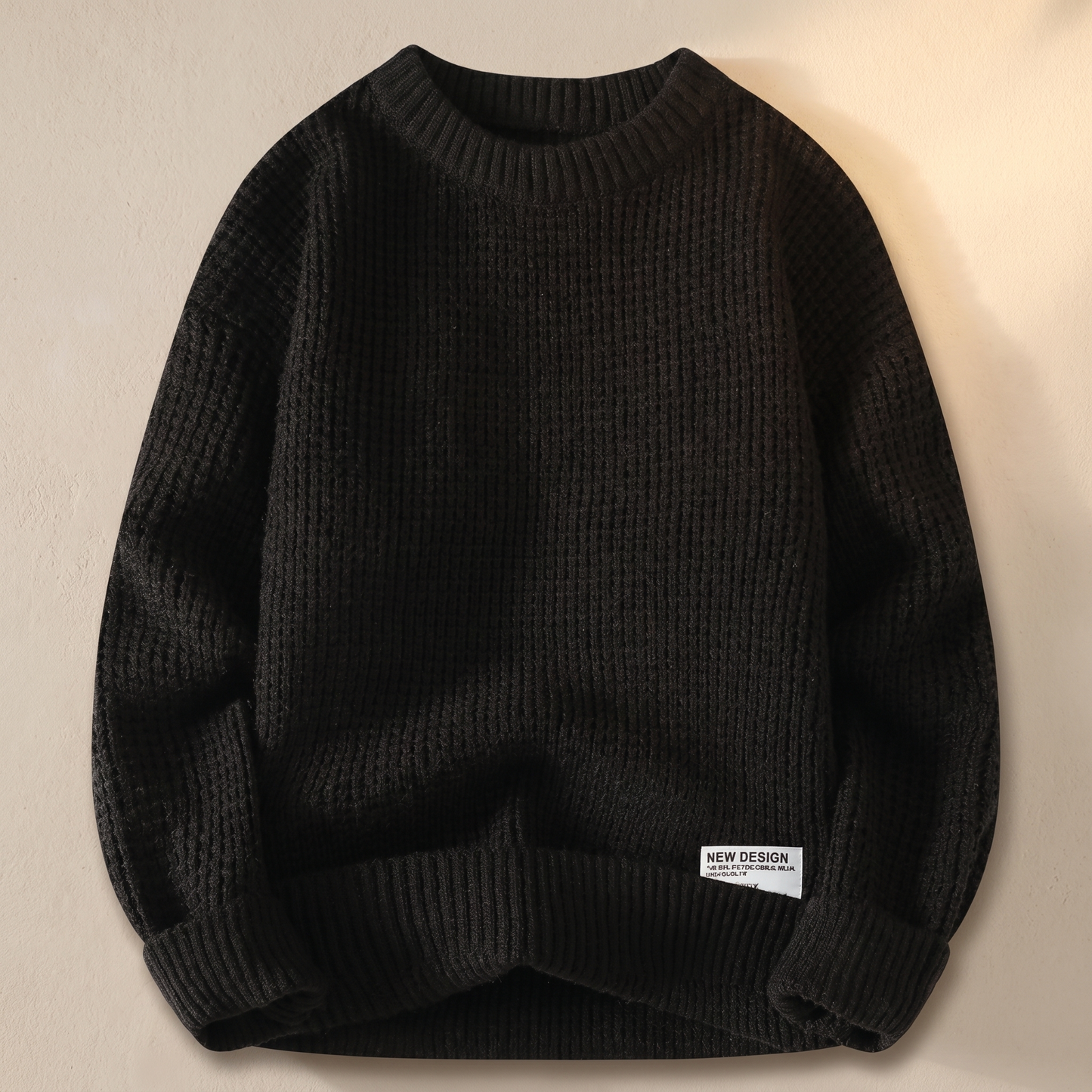 Pullover da uomo in maglia a nido d'ape girocollo in misto cotone