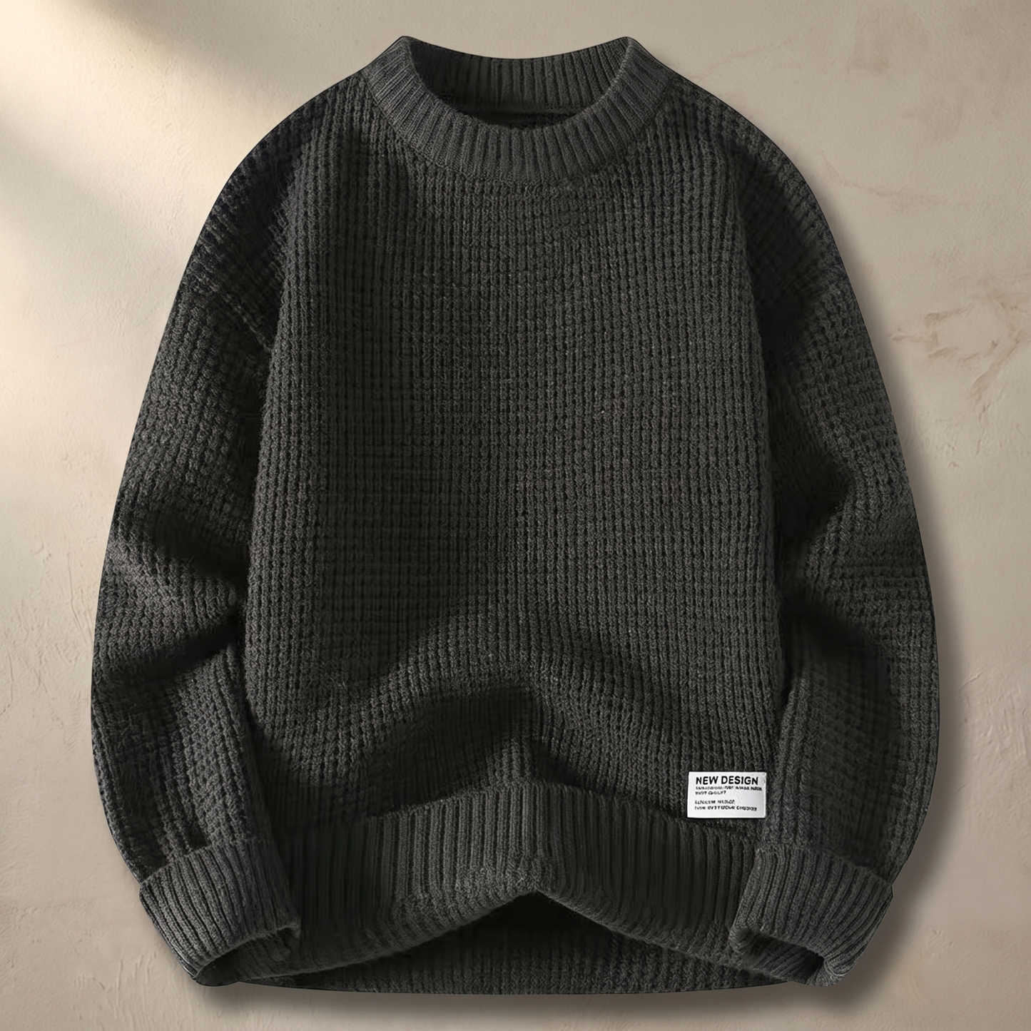 Pullover da uomo in maglia a nido d'ape girocollo in misto cotone