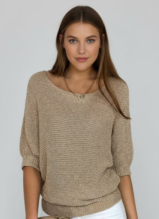 Pullover in maglia a maniche corte da donna