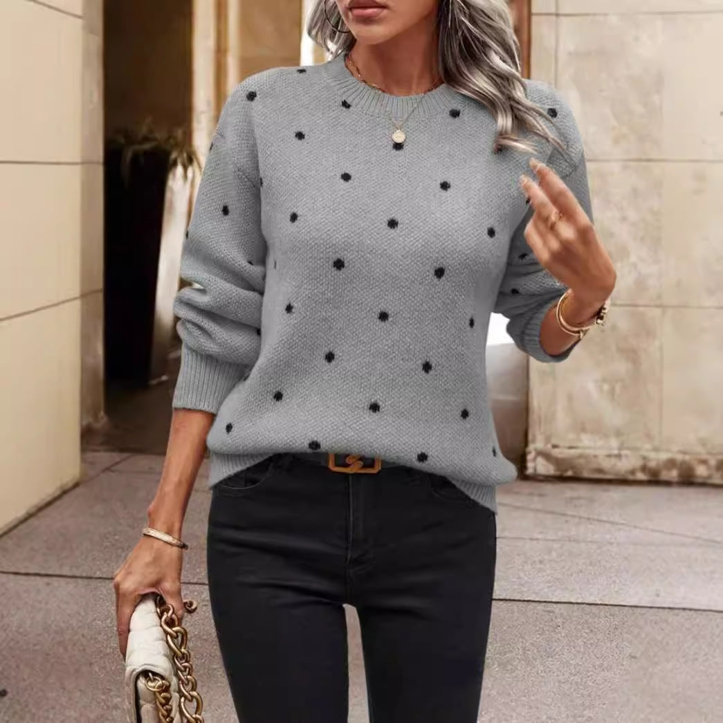 Pullover in maglia a pois da donna vestibilità morbida