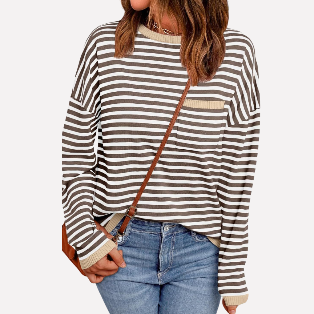 Pullover in maglia a righe da donna