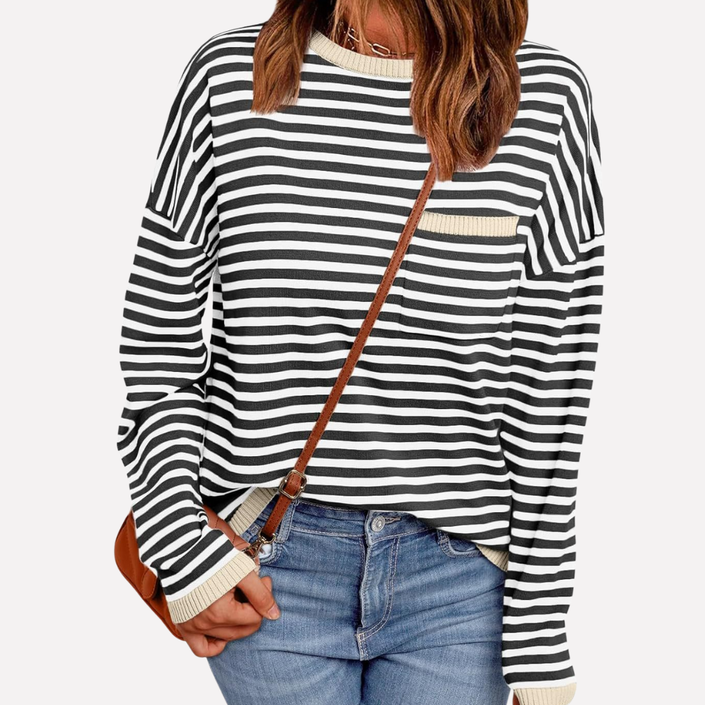 Pullover in maglia a righe da donna