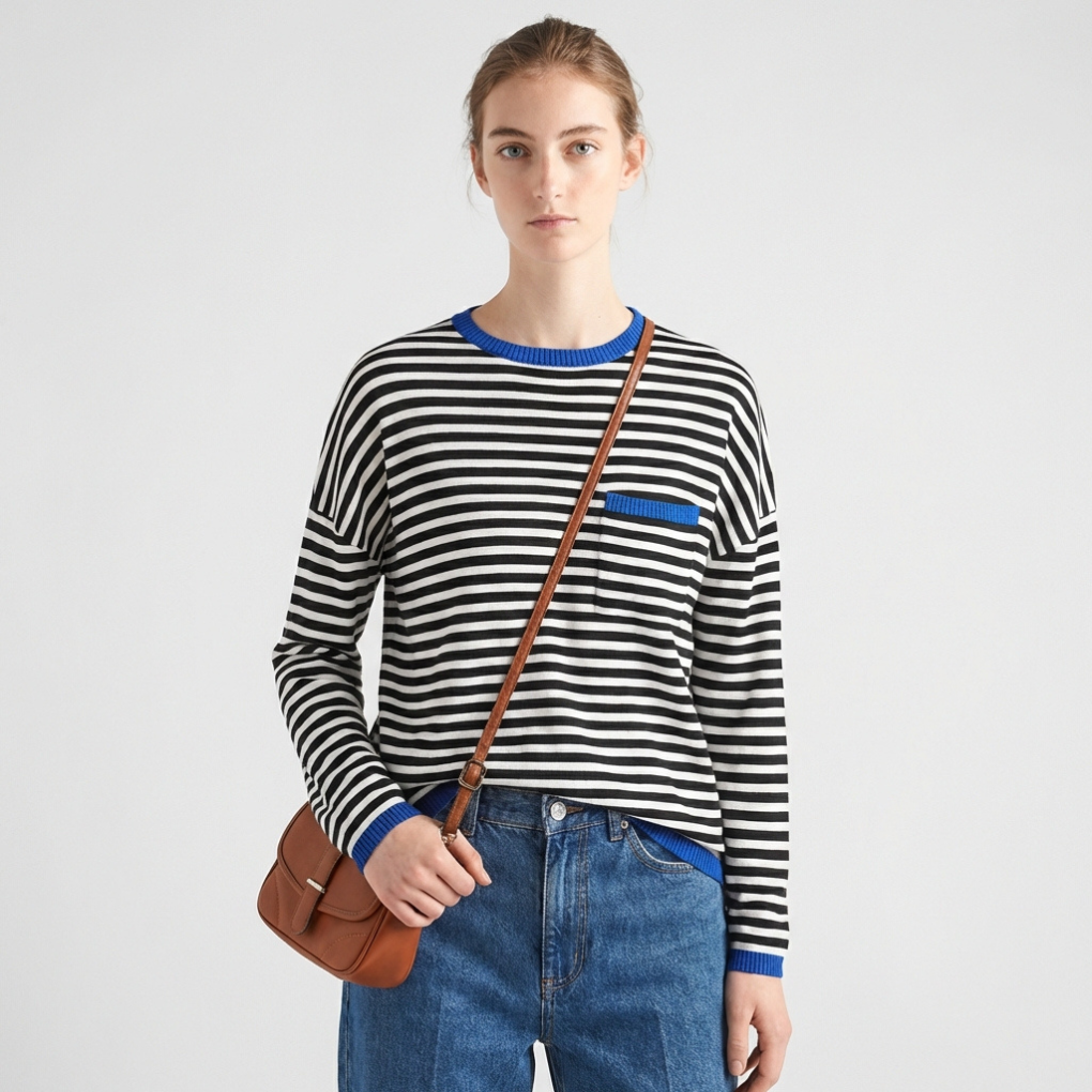Pullover in maglia a righe da donna