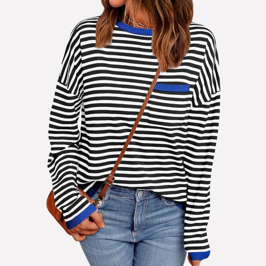 Pullover in maglia a righe da donna