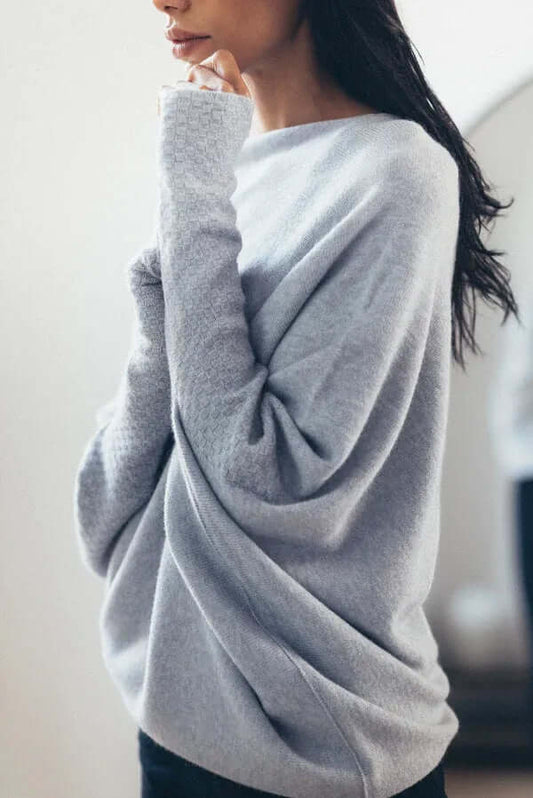 Pullover in maglia asimmetrico da donna con drappeggio | Morbido e caldo