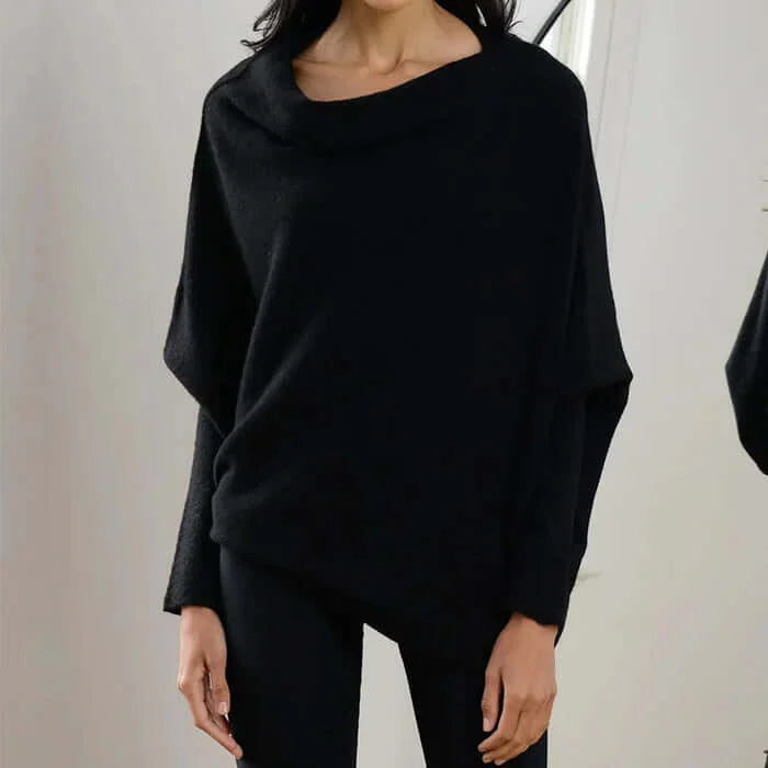 Pullover in maglia asimmetrico da donna con drappeggio | Morbido e caldo