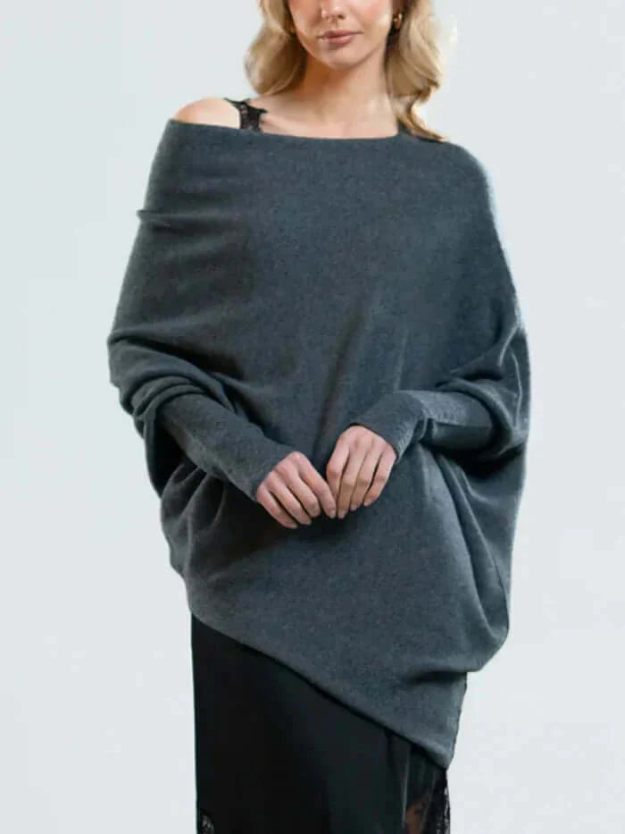 Pullover in maglia asimmetrico da donna con drappeggio | Morbido e caldo