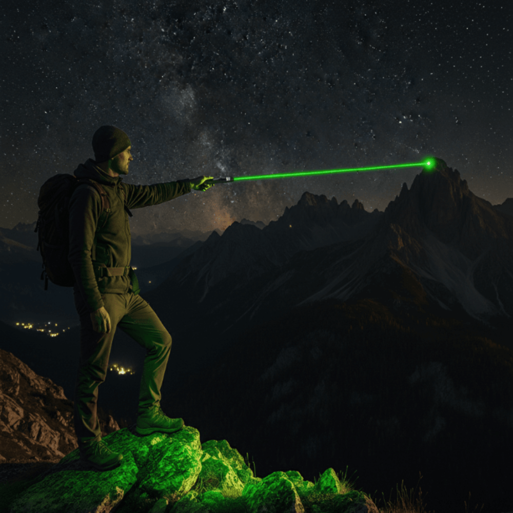 Puntatore laser a batteria con messa a fuoco regolabile - struttura in alluminio a lungo raggio