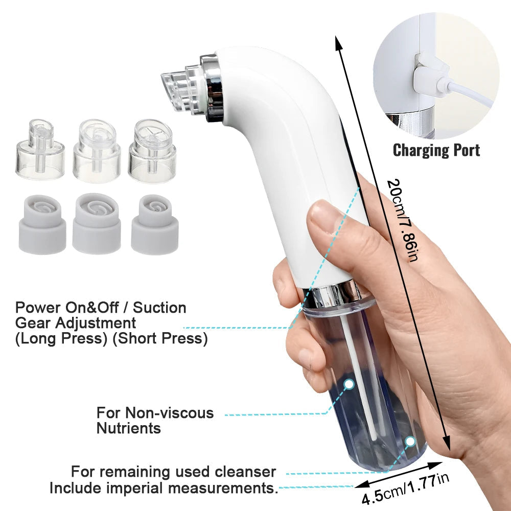 Punti neri del naso: aspiratore e pulitore sotto vuoto professionale per una pulizia profonda con tecnologia di aspirazione