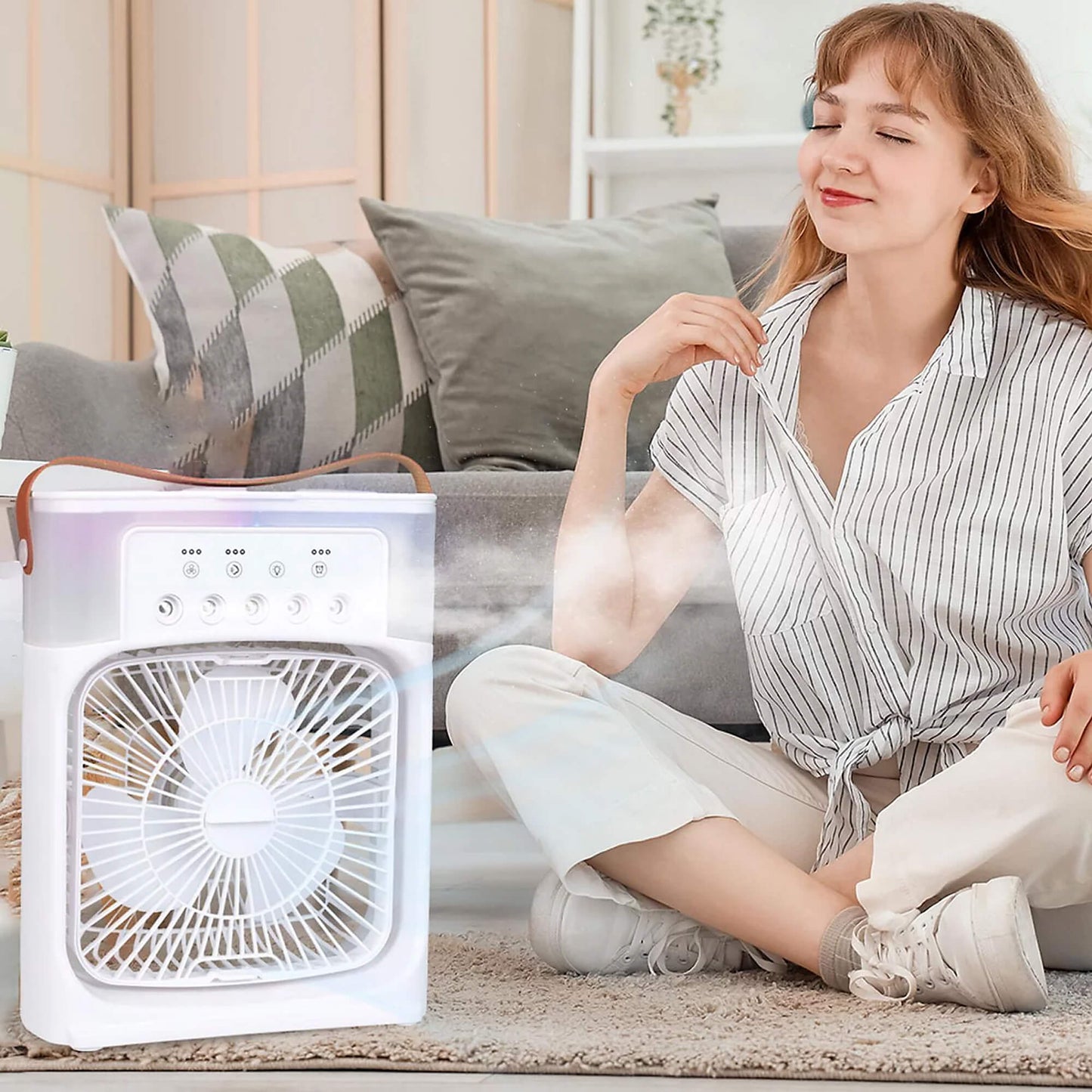 Raffrescatore d'aria e umidificatore 3 in 1 – Portatile, velocità di ventilazione regolabile, ideale per camere da letto, uffici e piccoli ambienti