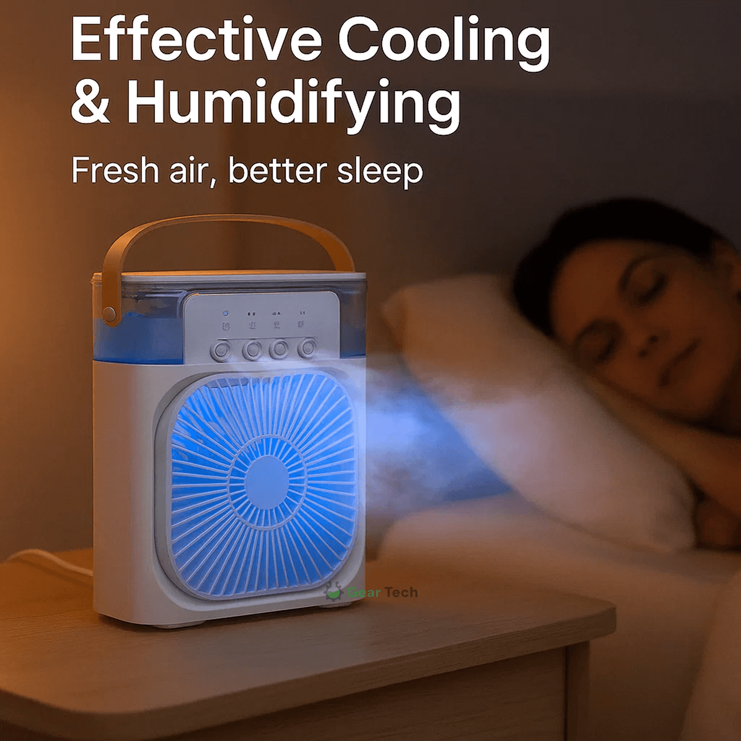 Raffrescatore d'aria e umidificatore 3 in 1 – Portatile, velocità di ventilazione regolabile, ideale per camere da letto, uffici e piccoli ambienti
