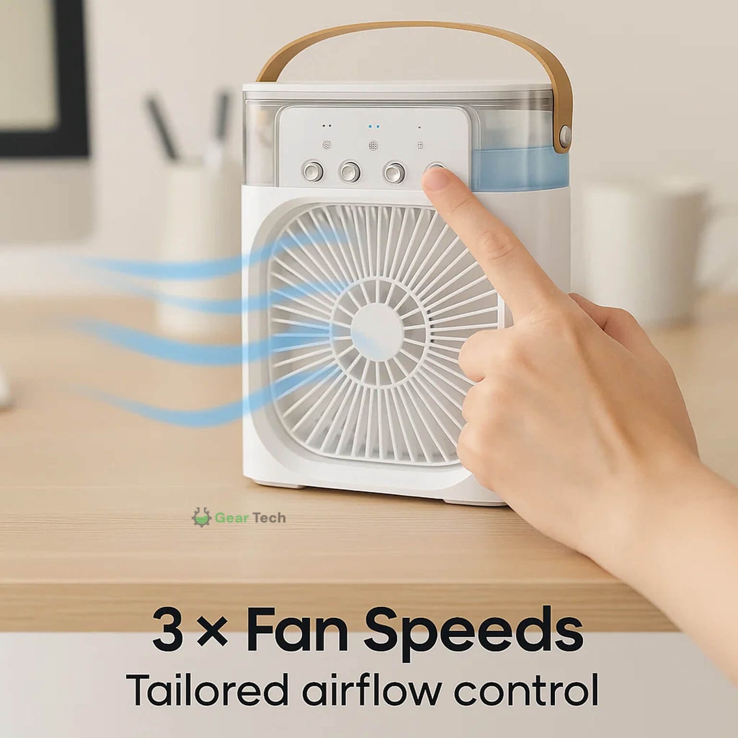Raffrescatore d'aria e umidificatore 3 in 1 – Portatile, velocità di ventilazione regolabile, ideale per camere da letto, uffici e piccoli ambienti