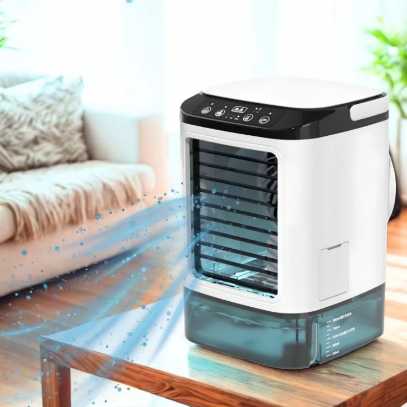 Raffrescatore d'aria portatile con umidificatore e illuminazione a LED