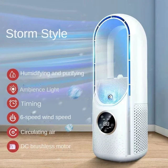 Raffrescatore d'aria portatile USB senza pale – Ventilatore elettrico silenzioso a 6 velocità con timer e umidificatore