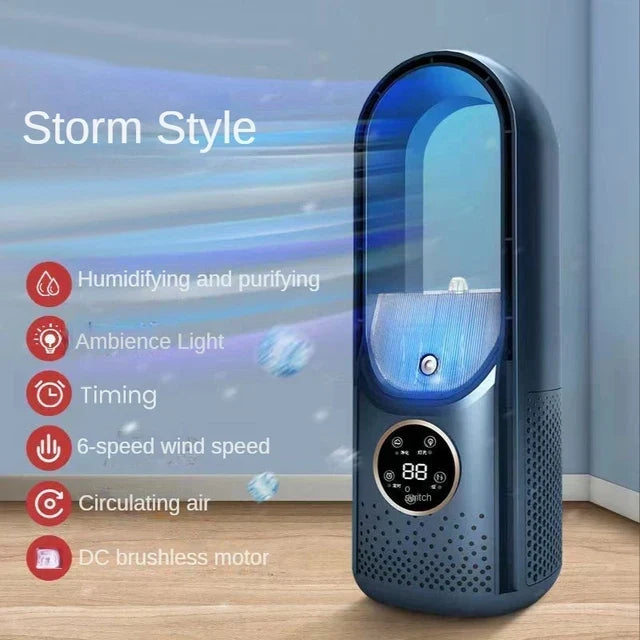 Raffrescatore d'aria portatile USB senza pale – Ventilatore elettrico silenzioso a 6 velocità con timer e umidificatore