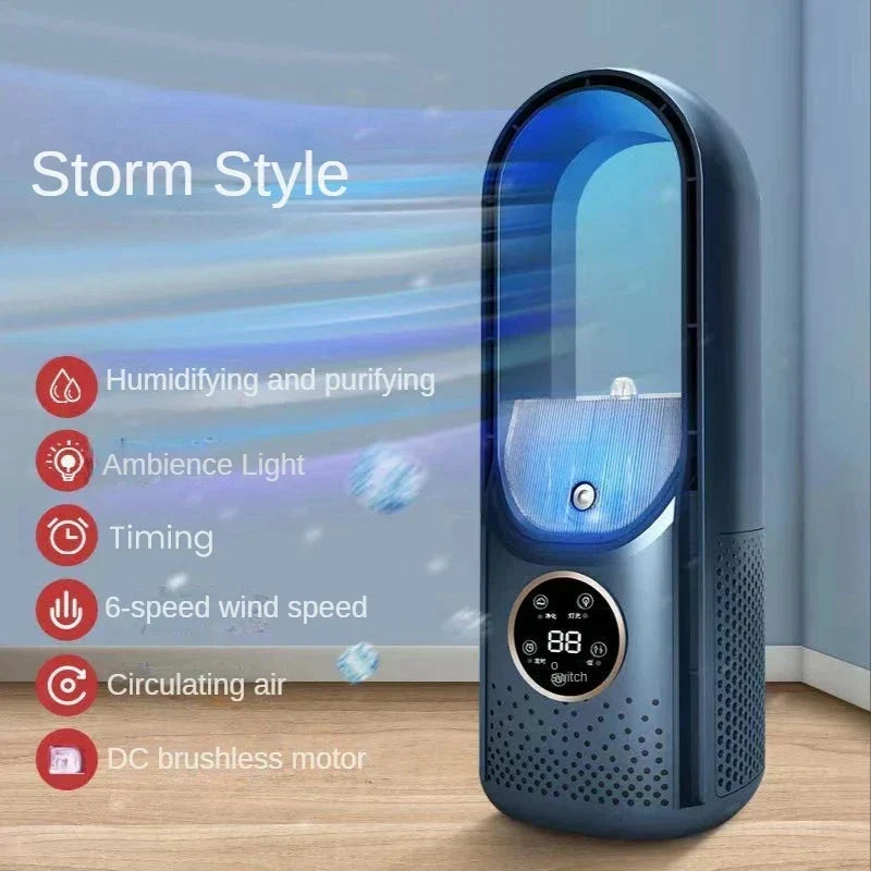 Raffrescatore d'aria portatile USB senza pale – Ventilatore elettrico silenzioso a 6 velocità con timer e umidificatore