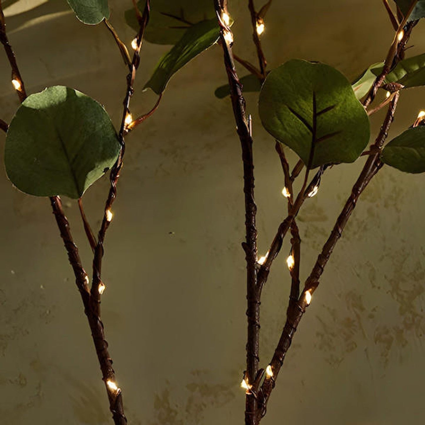 Ramo di Olivo con Luci a LED 70 cm | Luce Decorativa a Batteria Bianco Caldo