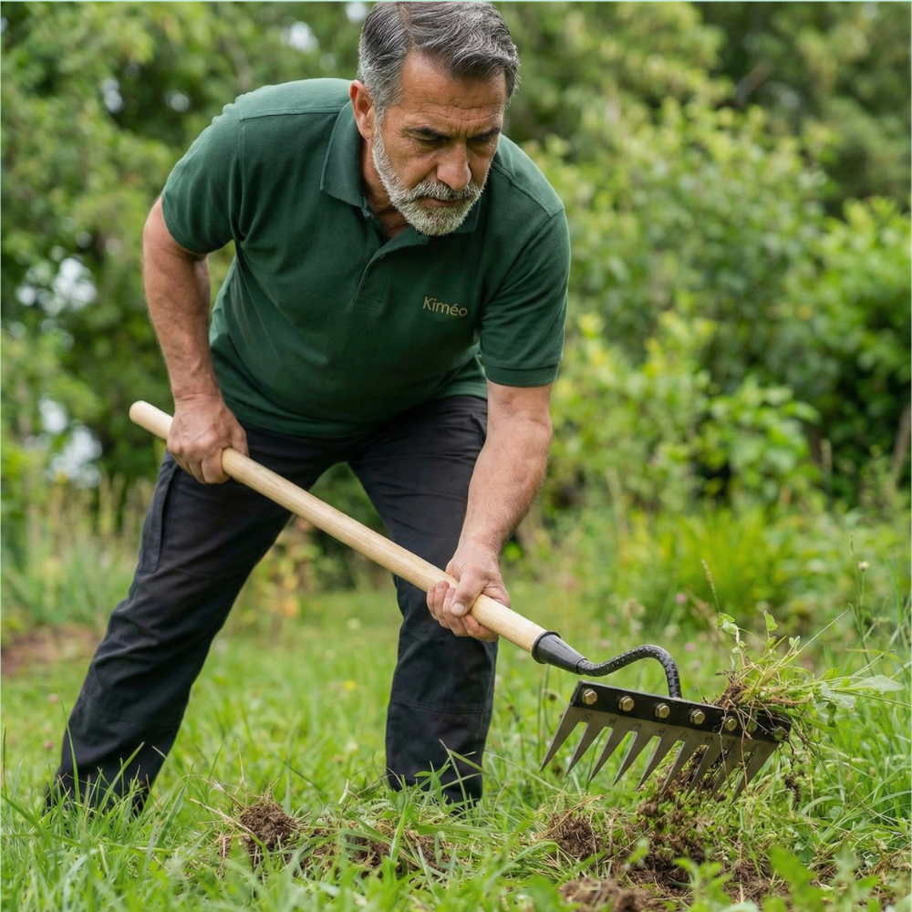Rastrello Resistente in Acciaio da Esterno per Diserbo e Coltivazione del Terreno