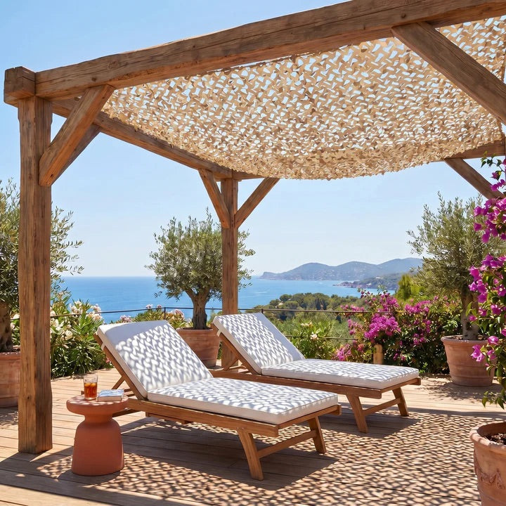 Rete Ombreggiante per Terrazza e Pergolato – 6 Colori, Traspirante, Si Appende in 1 Ora