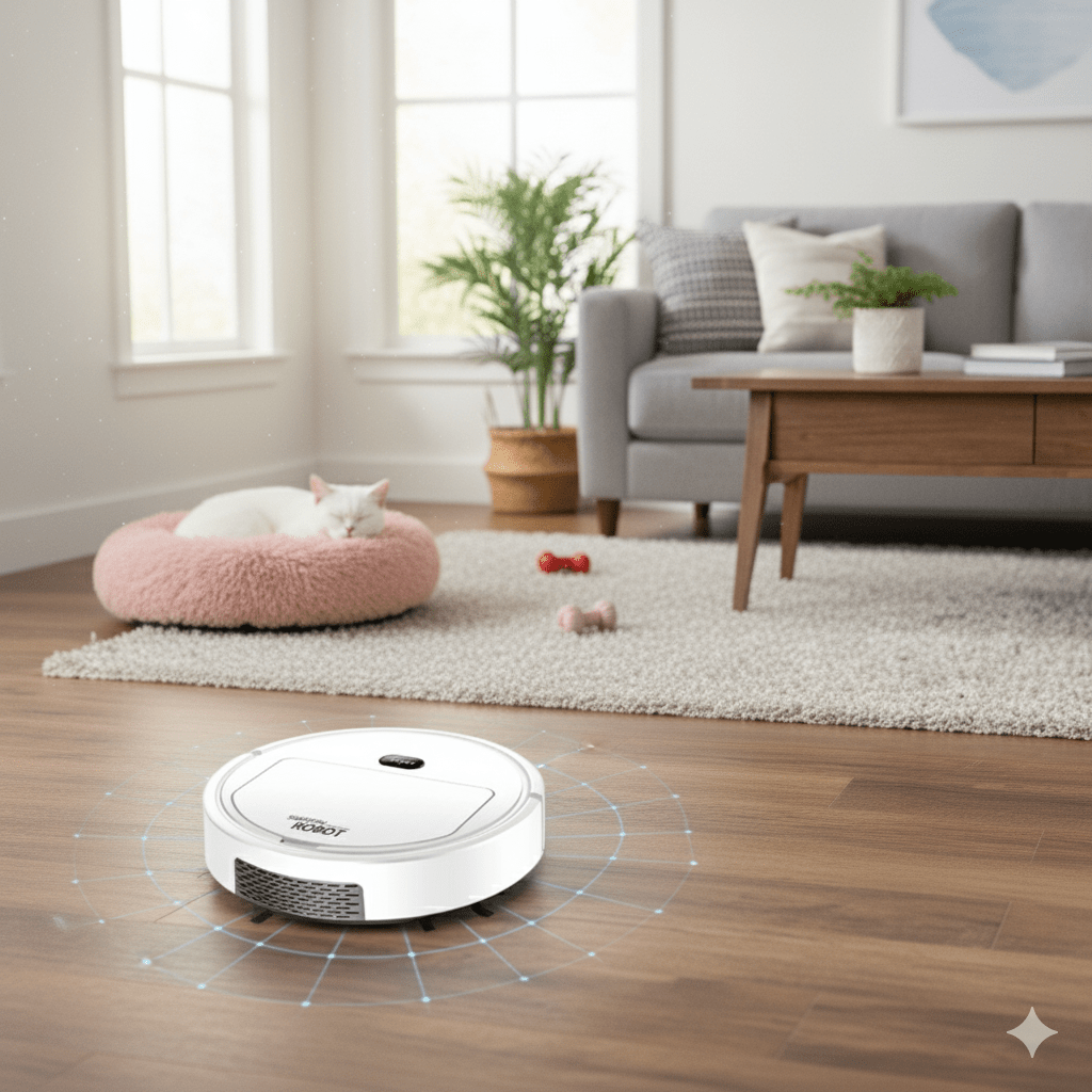 Robot aspirapolvere intelligente con pulizia ultra silenziosa e filtraggio HEPA