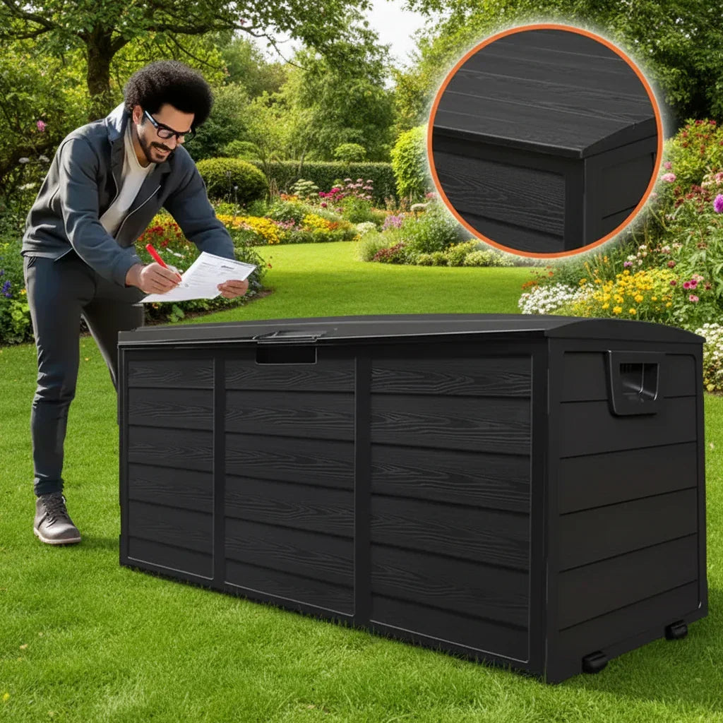 Robusto Baule da Giardino con Coperchio Lucchettabile