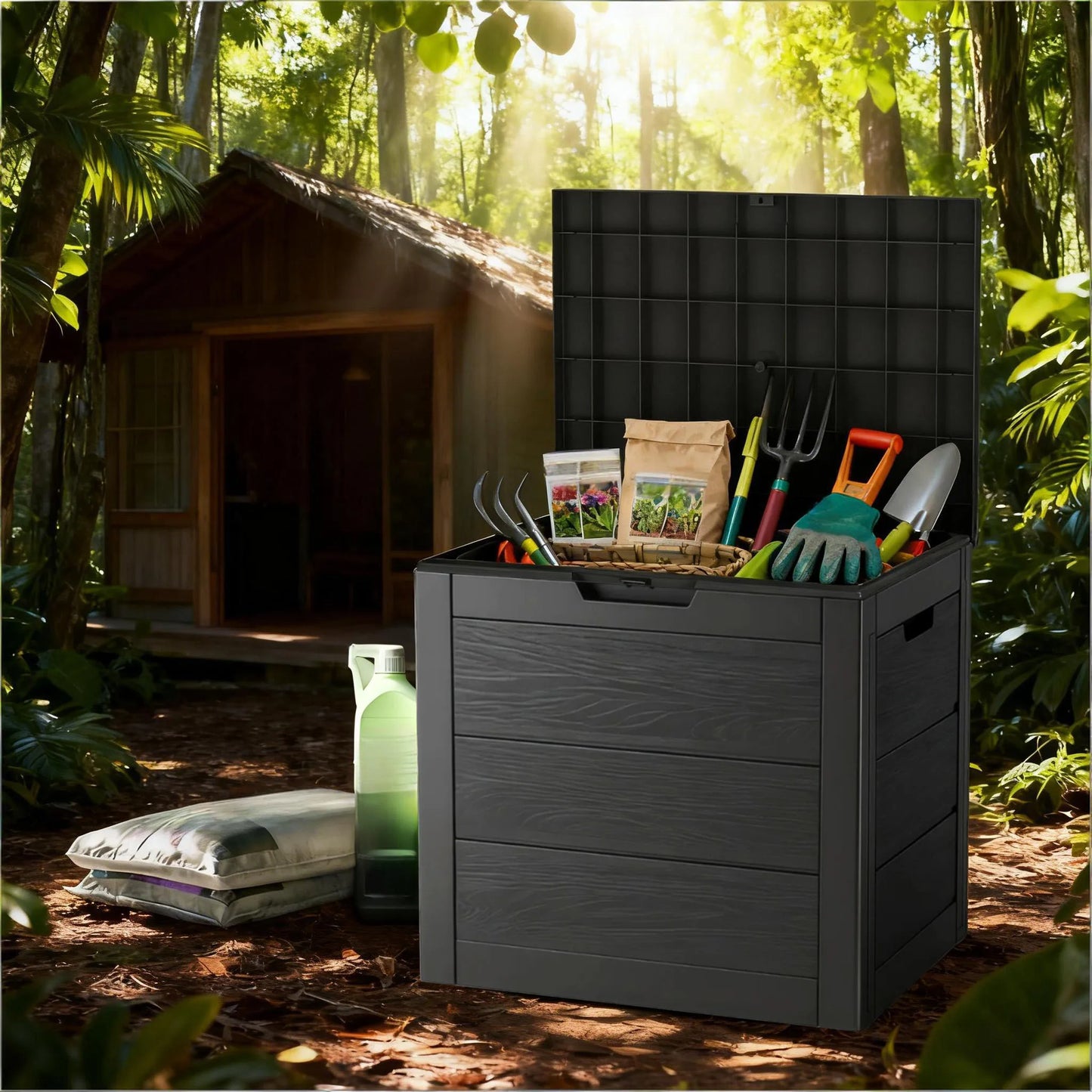 Robusto Baule da Giardino con Coperchio Lucchettabile