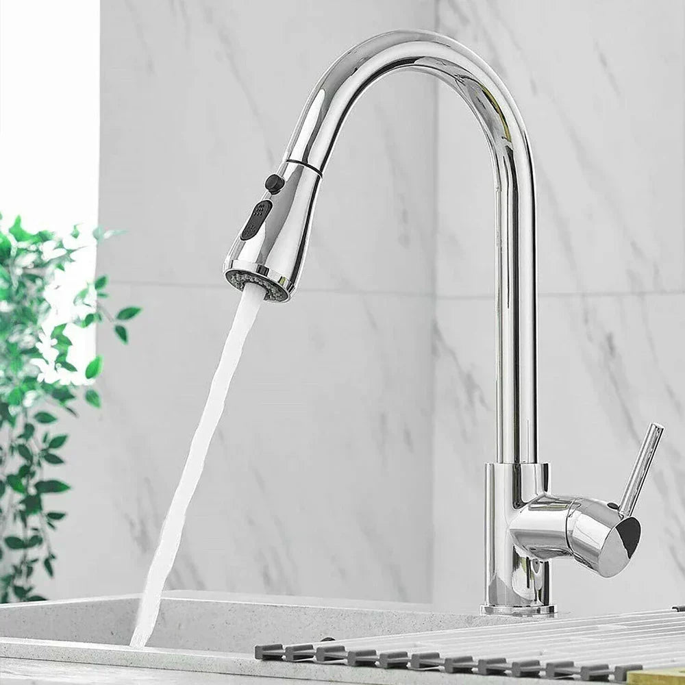 Rubinetto Miscelatore Monocomando Estraibile – Rubinetto Flessibile con Funzione Doccetta, in Acciaio Inox di Alta Qualità, Ideale per Cucine Moderne, Facile Installazione