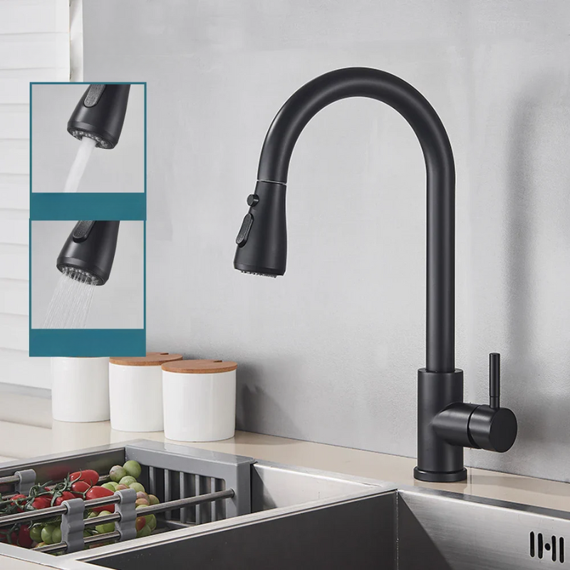 Rubinetto Miscelatore Monocomando Estraibile – Rubinetto Flessibile con Funzione Doccetta, in Acciaio Inox di Alta Qualità, Ideale per Cucine Moderne, Facile Installazione
