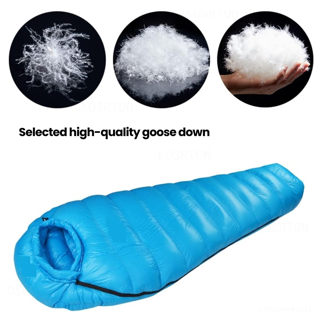 Sacco a Pelo Invernale – Isolamento in Piuma, Nylon Ripstop 400T, Omologato per 20 °C
