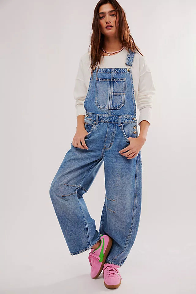 Salopette da Donna Stile Oversize Casual con Pratiche Tasche e Dettagli di Tendenza