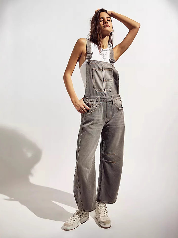 Salopette da Donna Stile Oversize Casual con Pratiche Tasche e Dettagli di Tendenza
