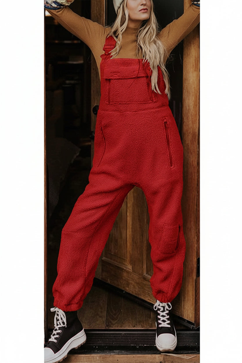 Salopette termica da donna in pile con tasche con zip