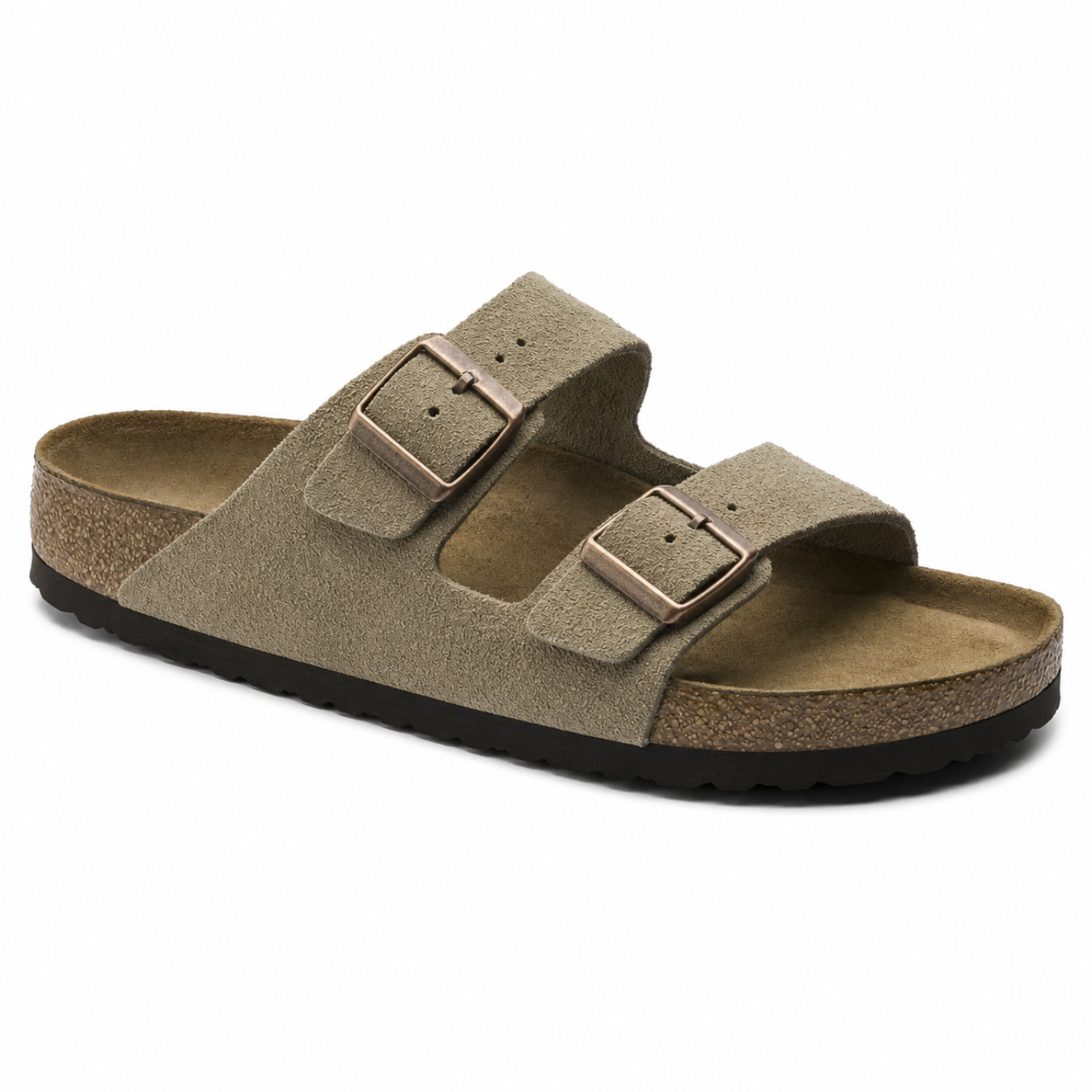 Sandali Casual in Camoscio Color Taupe con Sottopiede Anatomico Morbido