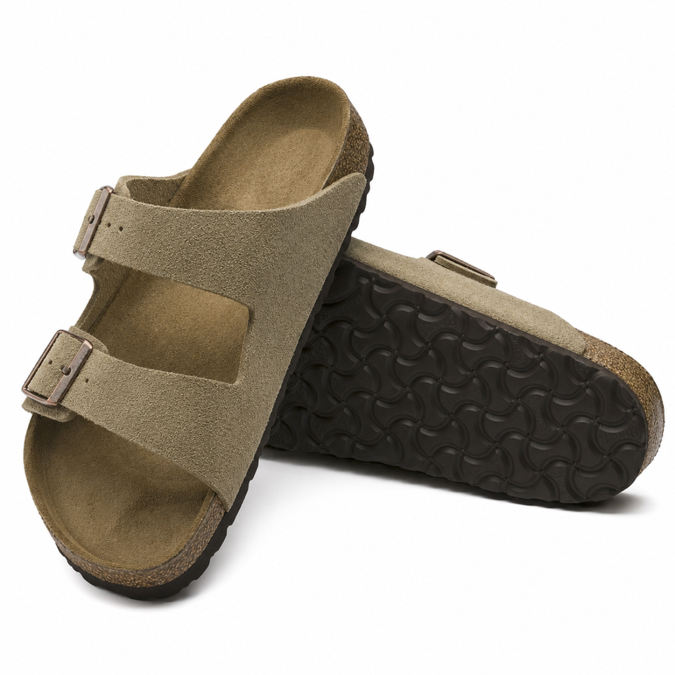 Sandali Casual in Camoscio Color Taupe con Sottopiede Anatomico Morbido