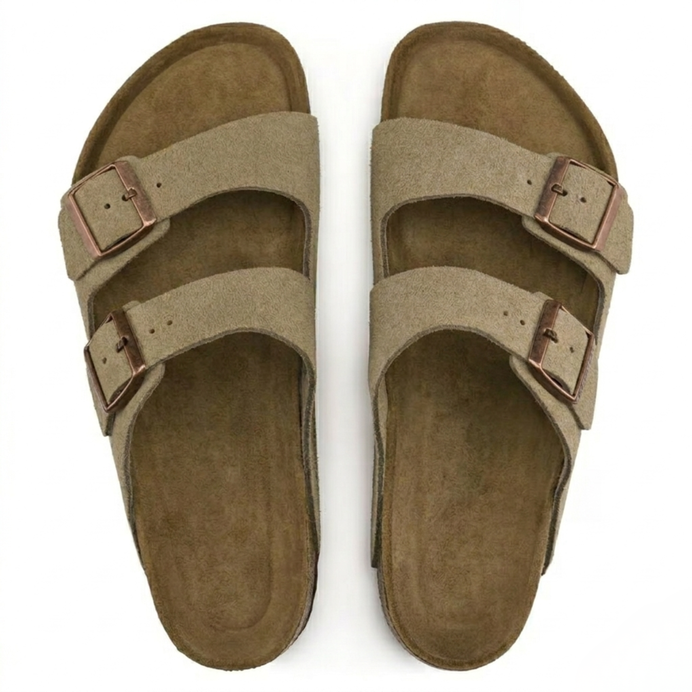 Sandali Casual in Camoscio Color Taupe con Sottopiede Anatomico Morbido