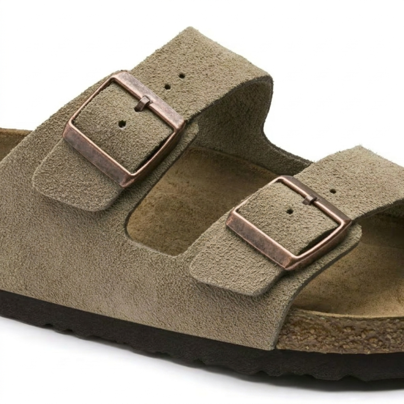 Sandali Casual in Camoscio Color Taupe con Sottopiede Anatomico Morbido