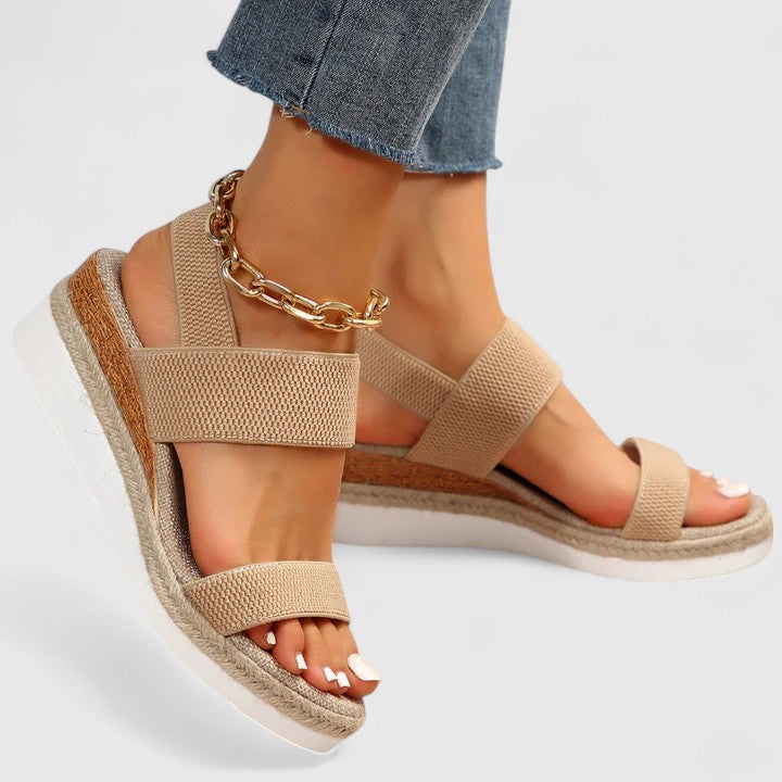 Sandali ortopedici tipo espadrillas con zeppa da donna