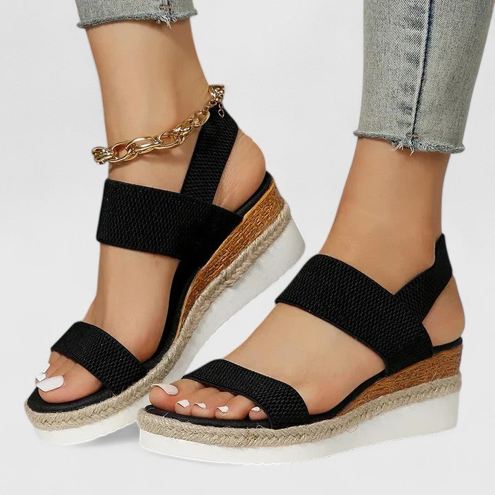Sandali ortopedici tipo espadrillas con zeppa da donna