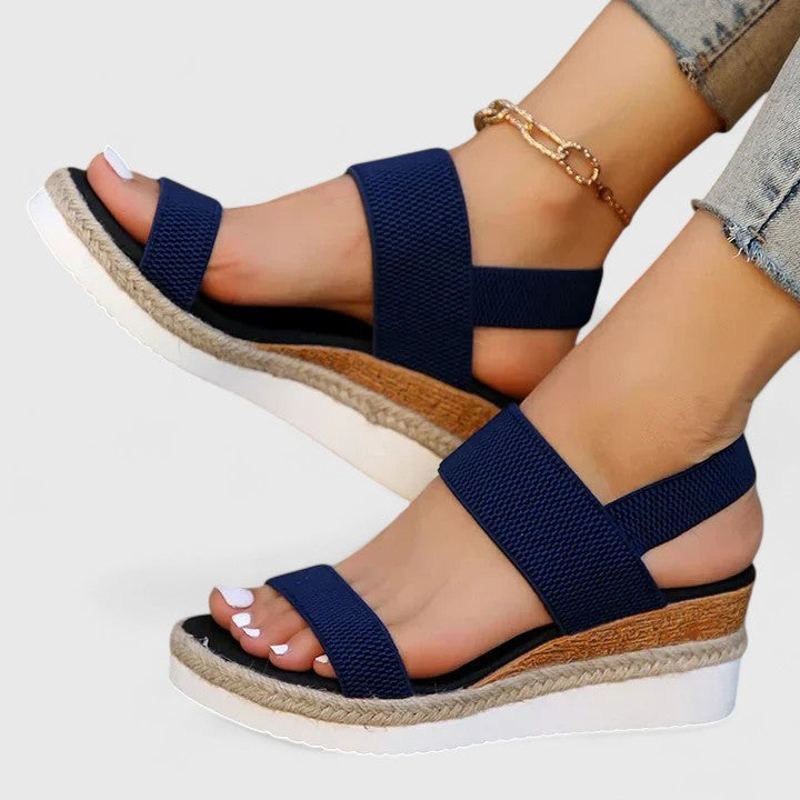 Sandali ortopedici tipo espadrillas con zeppa da donna