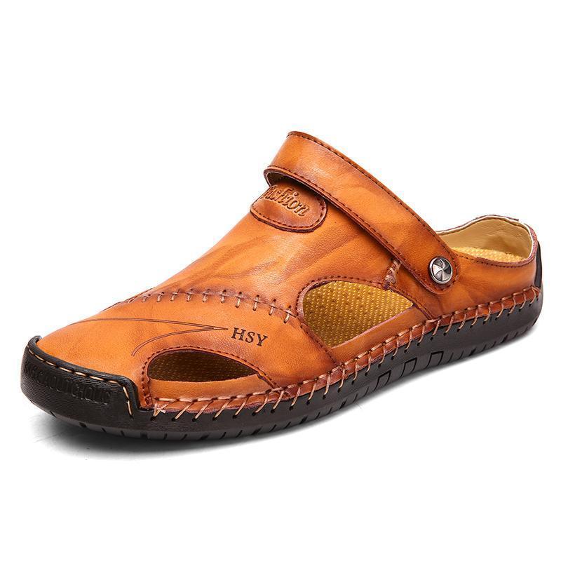 Sandali outdoor da uomo a punta chiusa cuciti a mano