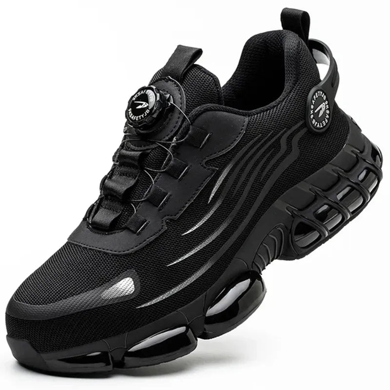 Scarpe antinfortunistiche a pianta extra larga con supporto ergonomico dell'arco plantare – Traspiranti – Nero e grigio