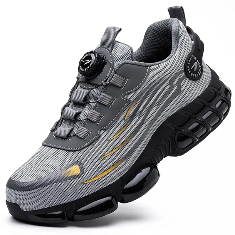 Scarpe antinfortunistiche a pianta extra larga con supporto ergonomico dell'arco plantare – Traspiranti – Nero e grigio