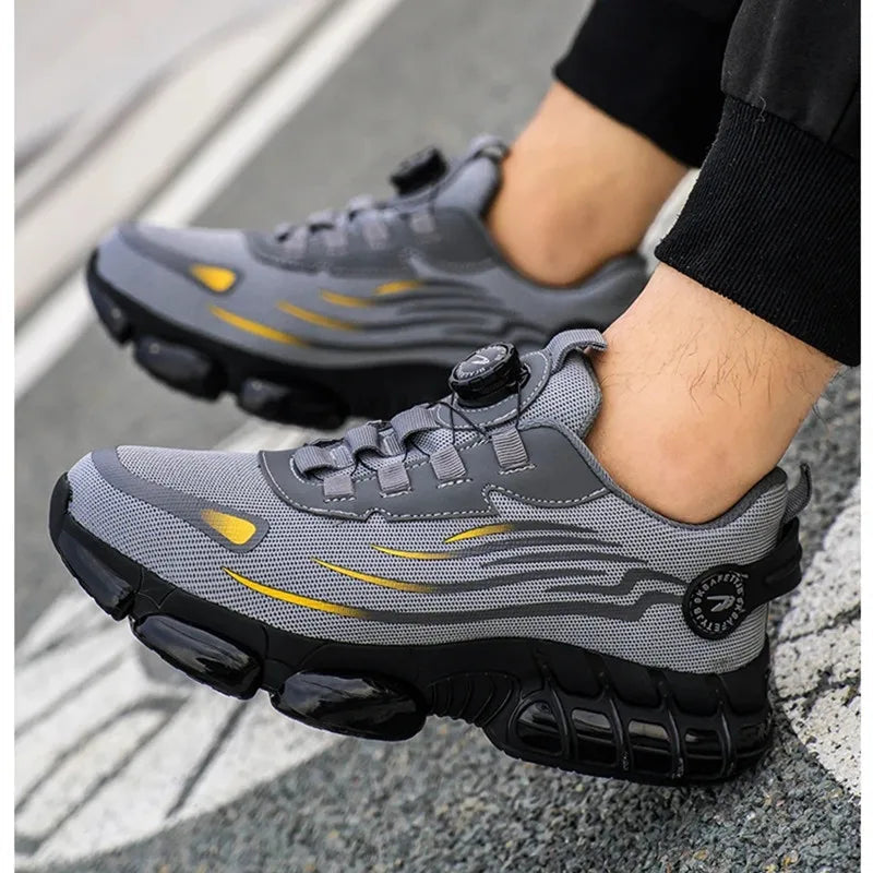 Scarpe antinfortunistiche a pianta extra larga con supporto ergonomico dell'arco plantare – Traspiranti – Nero e grigio